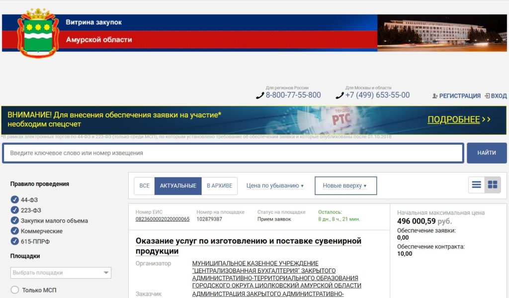 Где найти закупки Амурской области