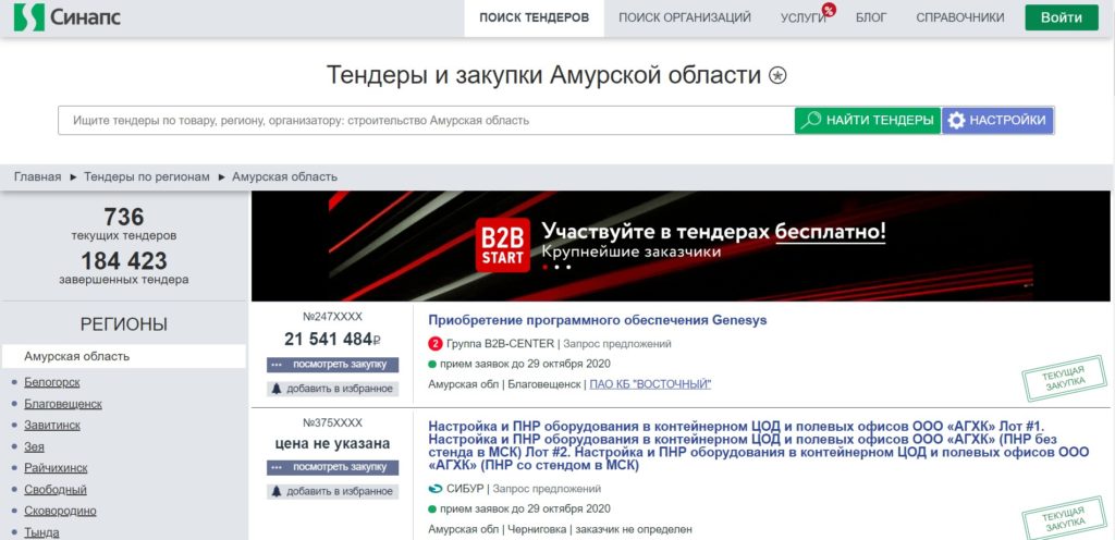 Где найти закупки Амурской области